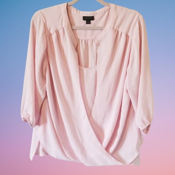 J. Jill Wearever Collection Pink Blouse Top Draped Front sz Small to Medium - Picture 2 of 14